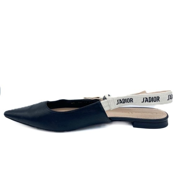 Dior J’Adior Two-Toned Leather White Ribbon Logo Slingback Ballerina Flats 41 - Picture 3 of 7
